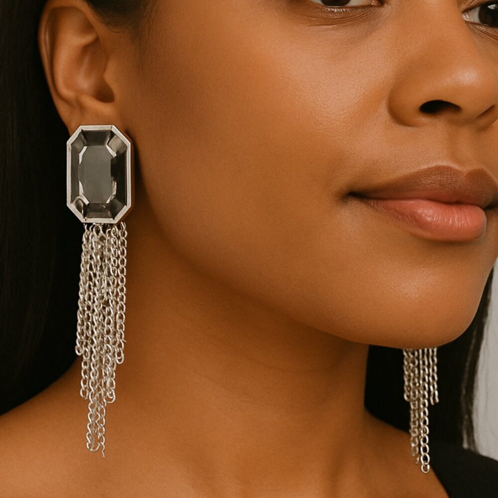 Paparazzi Silver Chain Tassel Earrings – Smoky Gem‎ Jewelry
